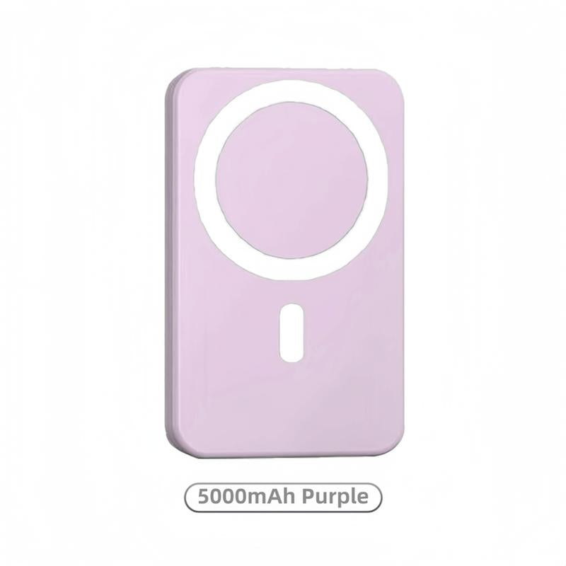 Magnetic Wireless Power Bank 5000Mah, Magsafe-Compatible Portable Charger, up to 15W Wireless Charging, USB-C PD up to 20W, Slim Mini Battery Pack for Iphone 12–17 & Qi Android Devices (Ring Included)