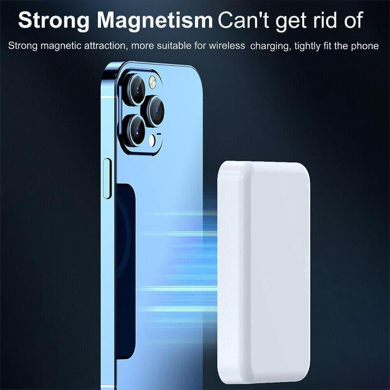 Magnetic Wireless Power Bank 5000Mah, Magsafe-Compatible Portable Charger, up to 15W Wireless Charging, USB-C PD up to 20W, Slim Mini Battery Pack for Iphone 12–17 & Qi Android Devices (Ring Included)