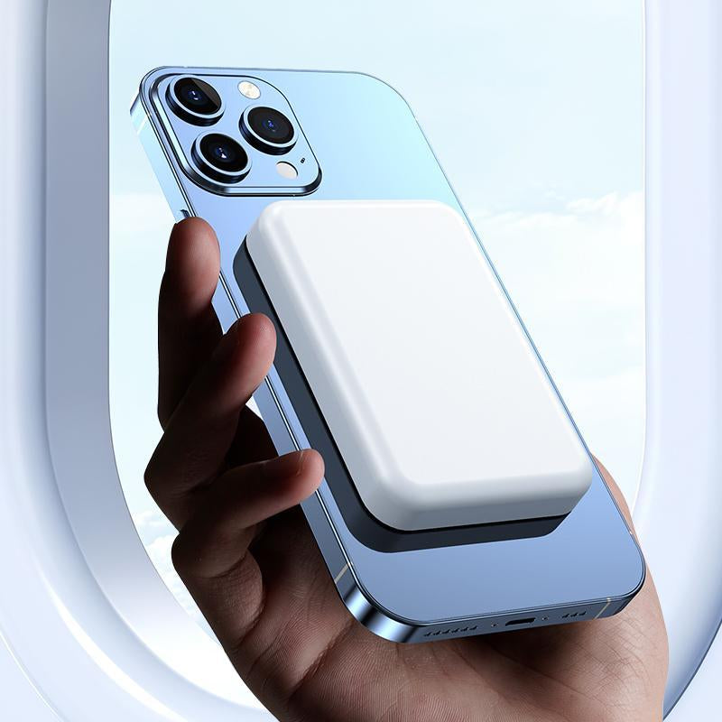 Magnetic Wireless Power Bank 5000Mah, Magsafe-Compatible Portable Charger, up to 15W Wireless Charging, USB-C PD up to 20W, Slim Mini Battery Pack for Iphone 12–17 & Qi Android Devices (Ring Included)